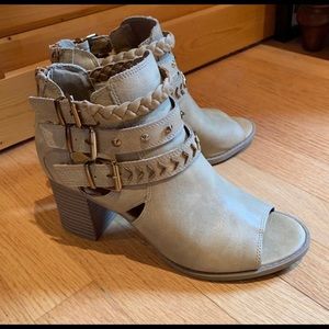 Tan Peep Toe Booties